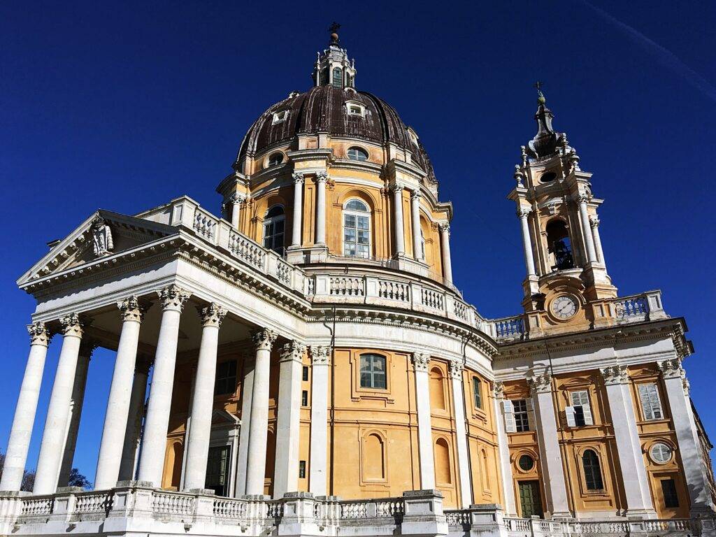 The view of the Baroque Superga Basilica during day