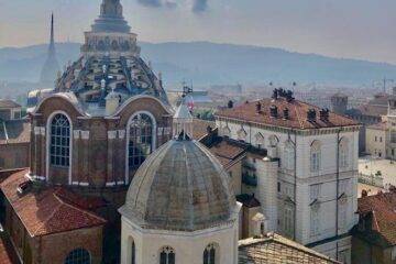 stunning view of Turin from the top of the Duomo of Turin during day time, overlooking the Mole Antonelliana