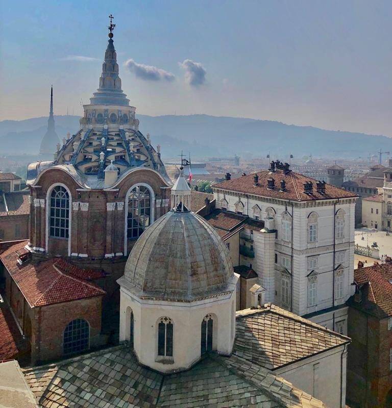 stunning view of Turin from the top of the Duomo of Turin during day time, overlooking the Mole Antonelliana