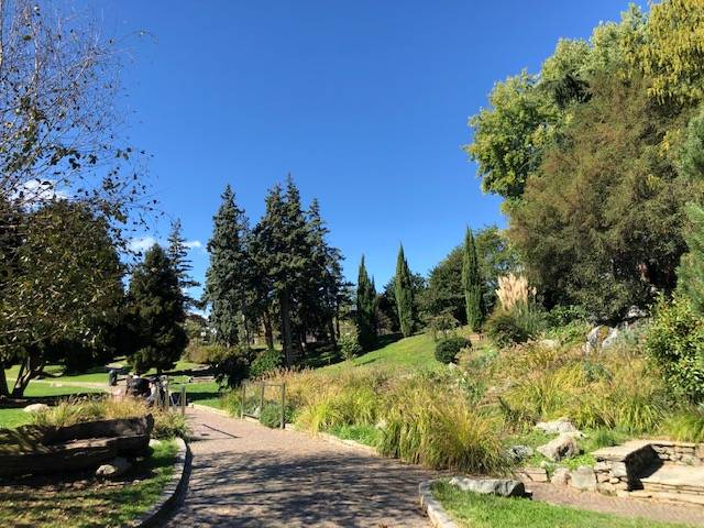 Pedestrian route through the Giardino Roccioso within the Parco del Valentino in Turin