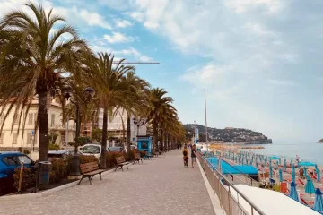 Sunny promenade Spotorno beach