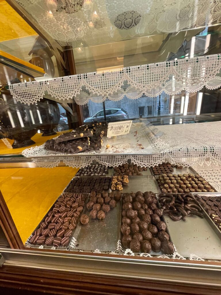artisanal chocolate in Domori chocolate shop in Turin
