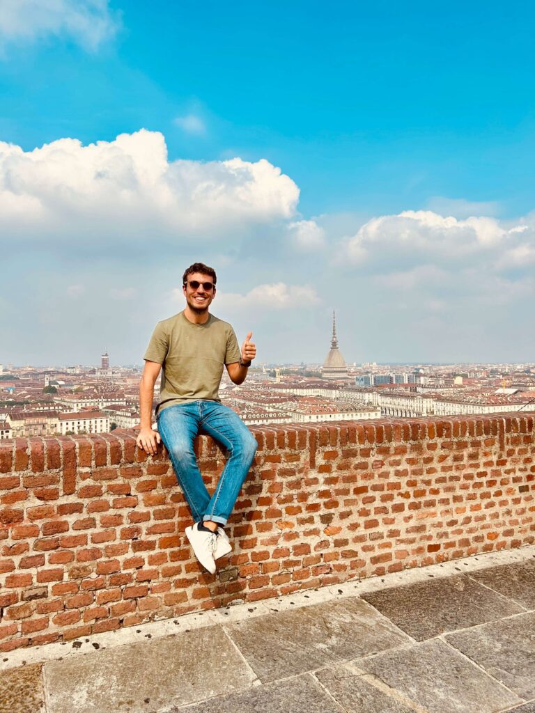 stunning view of the city of Turin from the famous Monte dei Capuccini spot