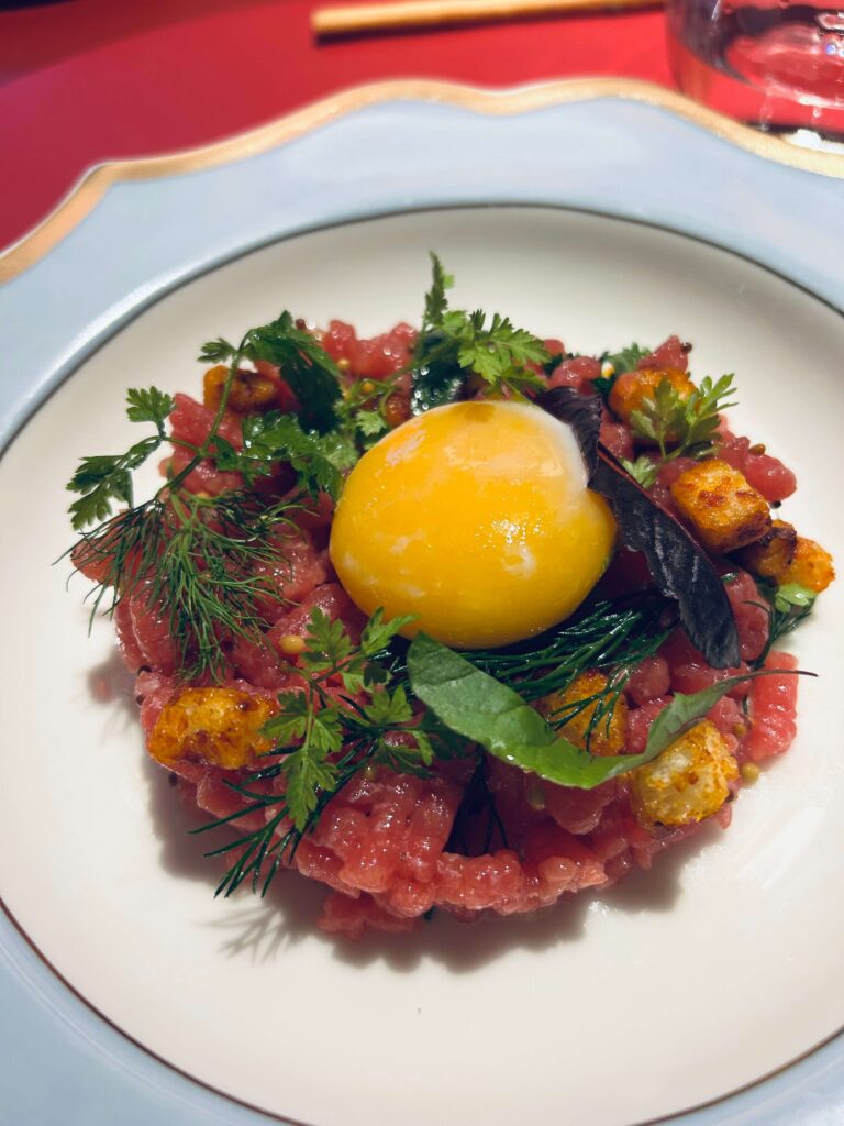 Tartare di Carne Cruda – Elevated Carne Cruda tartare reinterpretation of a classic Piedmontese raw beef tradition in fine dining style