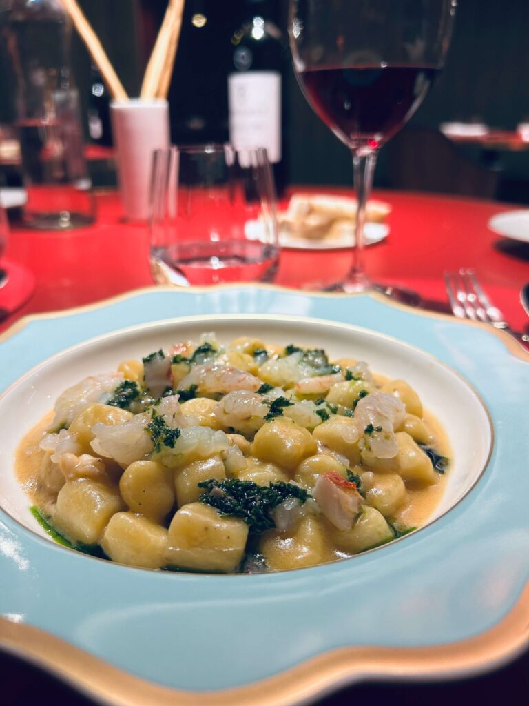 Gnocchetti con Tartare di Gambero Rosso – “Modern reinterpretation of gnocchetti with red prawn tartare blending Piedmont tradition and contemporary fine dining”