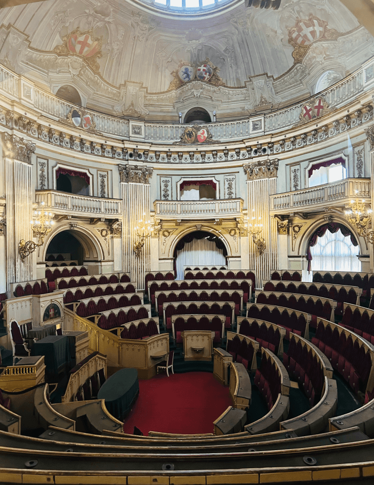 the View of the chamber of Italy's 1st Parliament from the inside of museo del Risorgimento