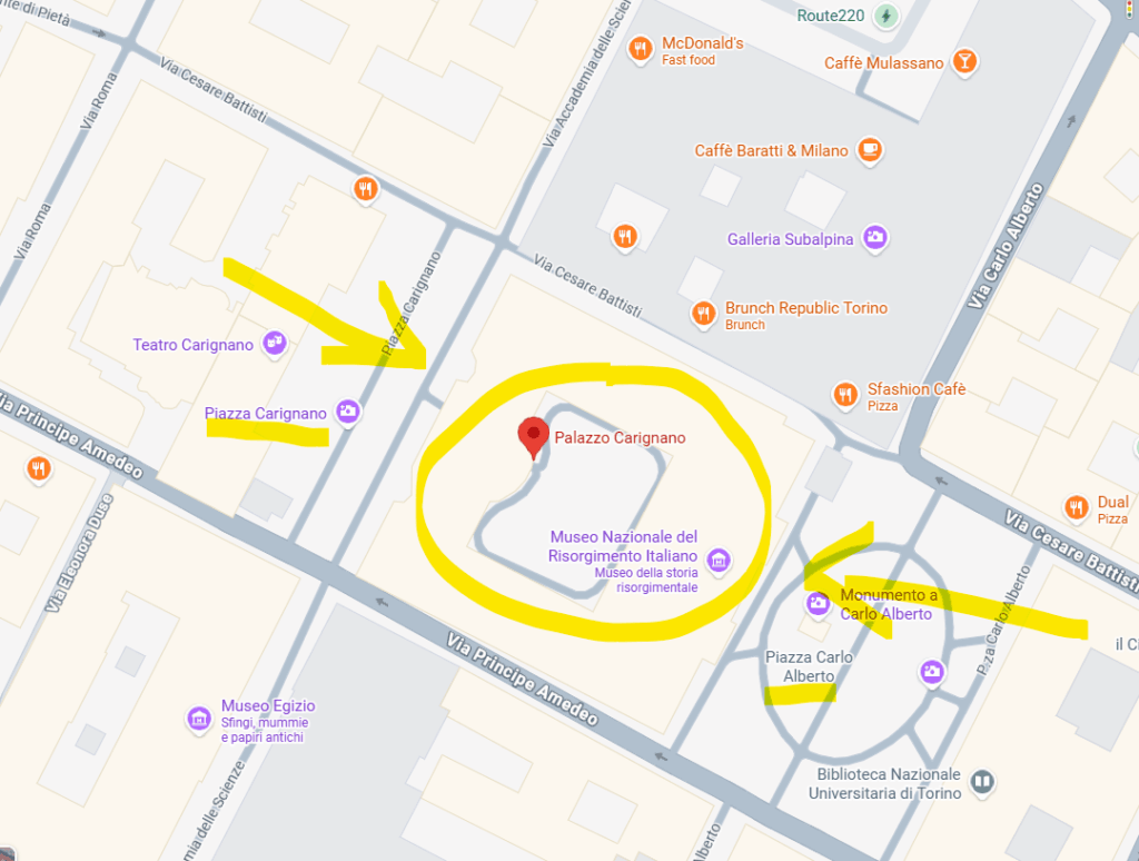 Visualization of Museo del Risorgimento's  location as you can see it from Google maps